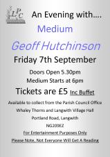 Poster - Spiritualist Night with Geoff Hutchinson